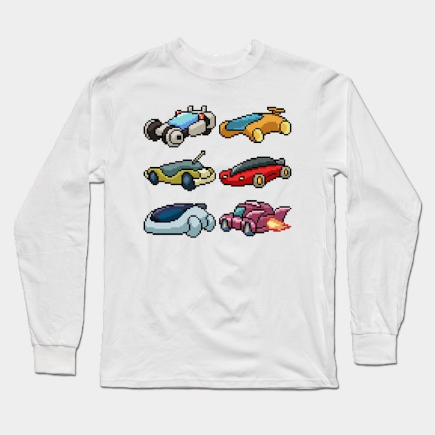 Pixel Future Car Long Sleeve T-Shirt by Mako Design 